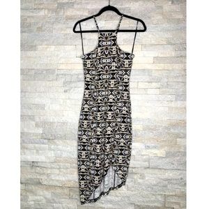 EXPRESS High Neck Asymmetrical Hem Midi Dress